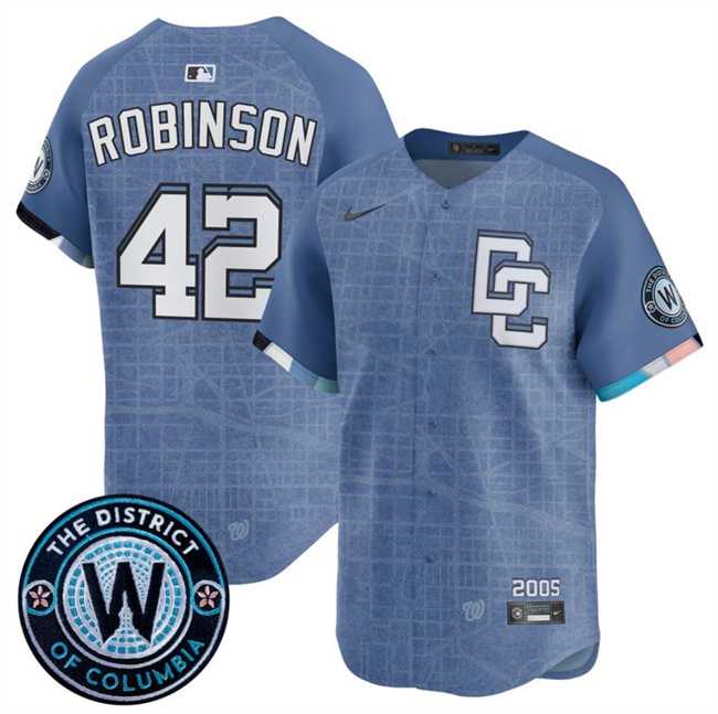 Men%27s Washington Nationals #42 Jackie Robinson Blue 2025 City Connect Limited Stitched Jersey Dzhi